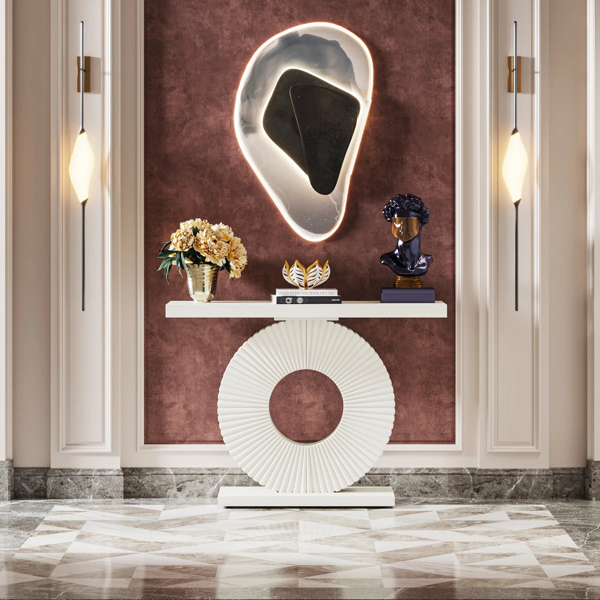 Tribesigns Modern Console Table with Geometric Base, 40 inch Wood Entryway Table Sofa Table Narrow Long Table