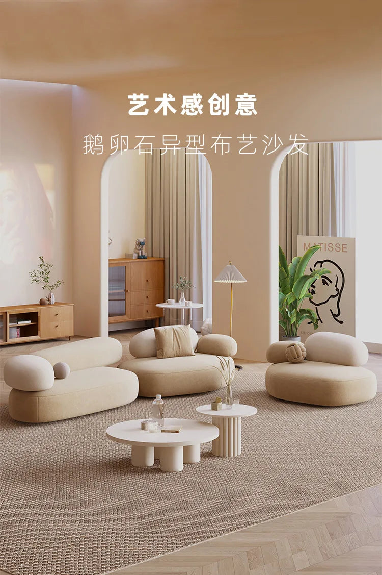 Fabric curved small apartment living room sofa light luxury modern sitting area reception