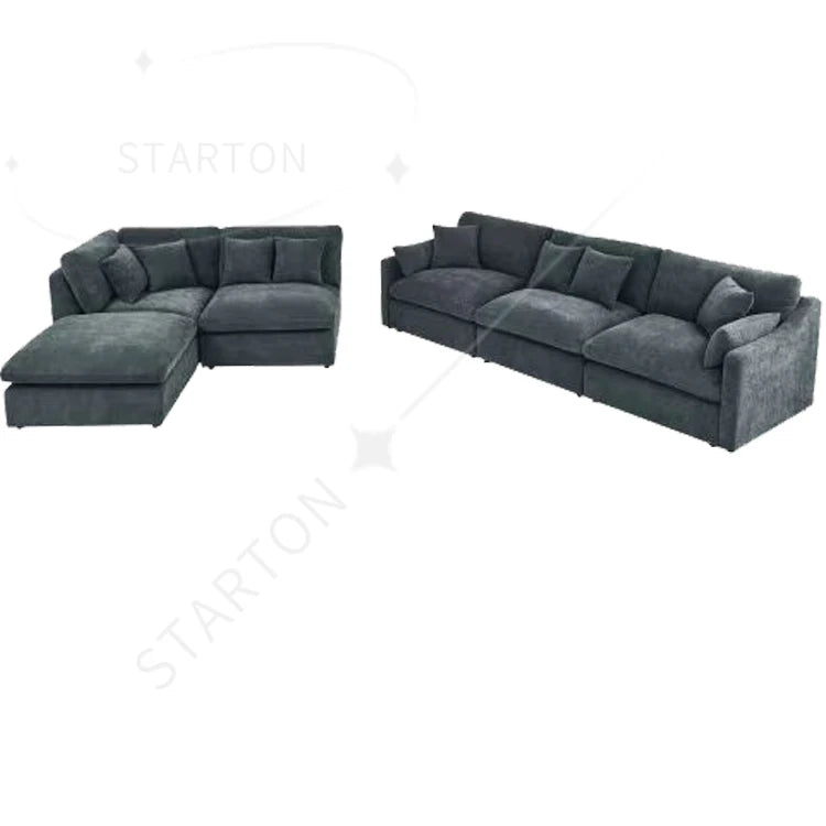 Modern Chinese Style Modular Sofa Set Wood Furniture for Living Room and Hotel Stylish House Furniture Black Corner Could Sofa