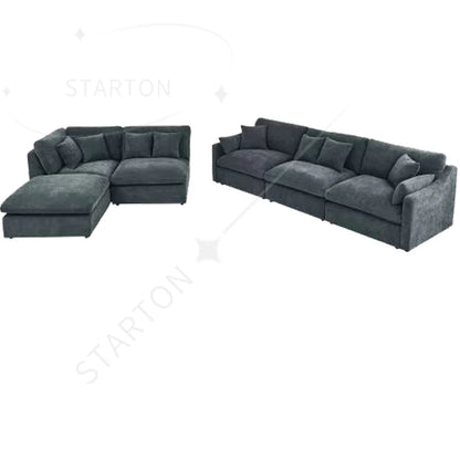 Modern Chinese Style Modular Sofa Set Wood Furniture for Living Room and Hotel Stylish House Furniture Black Corner Could Sofa