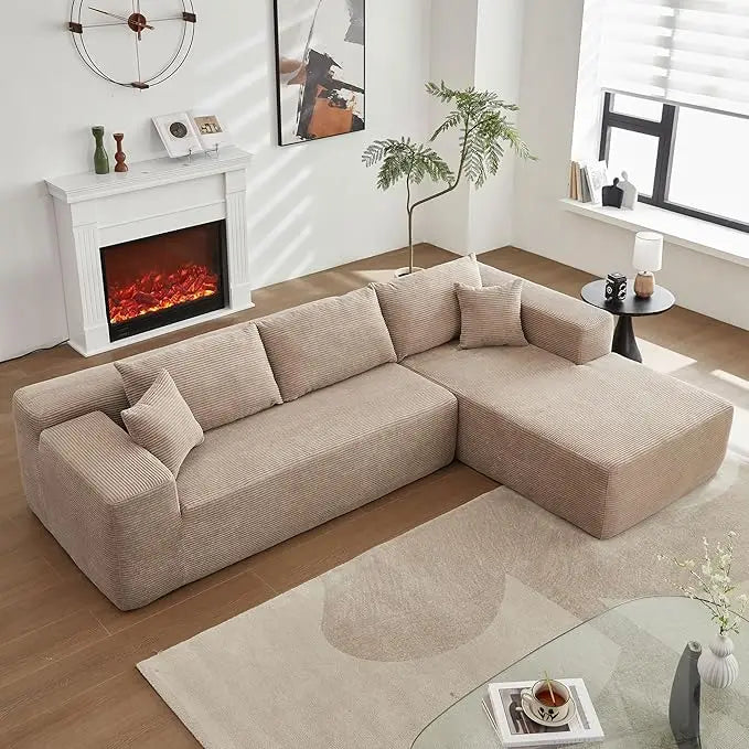 104" Comfy Upholstered Cloud Sectional | L-Shaped Modular Sofa Couch | Modern Minimalist, Deep Seat for Living Room