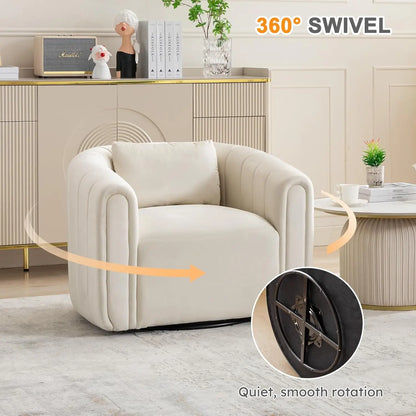 Swivel Barrel Chair Set of 2 with Plump Pillow, Comfy Round Armchair,, Customized