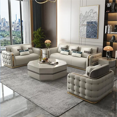 Modern Luxury Couch Living Room Sofa Furniture Set Sectional Top Genuine Leather Sofa