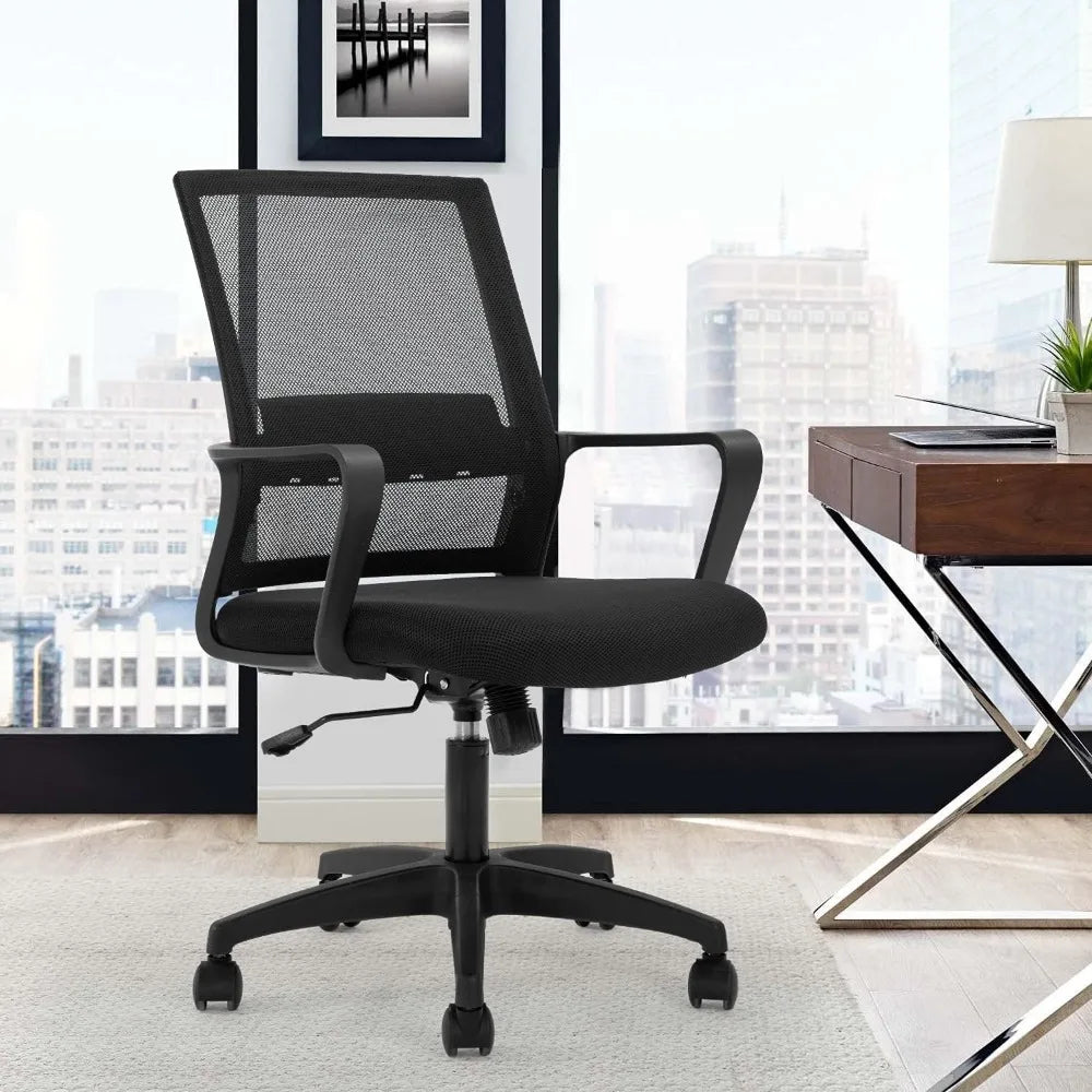 Ergonomic Mesh Office Chair with Lumbar Support, Adjustable Height and Armrests, Black