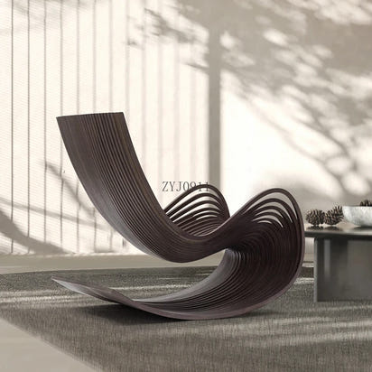 Designer rocking chair single solid wood recliner balcony leisure chair home