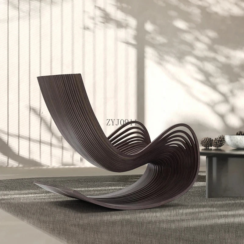 Designer rocking chair single solid wood recliner balcony leisure chair home