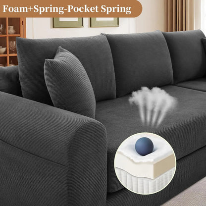 Modular Sectional Couch in a Box 103" L Shaped Boneless Cloud Couch with Deep Seat, Convertible Sofa Bed for Living Room Bedroom