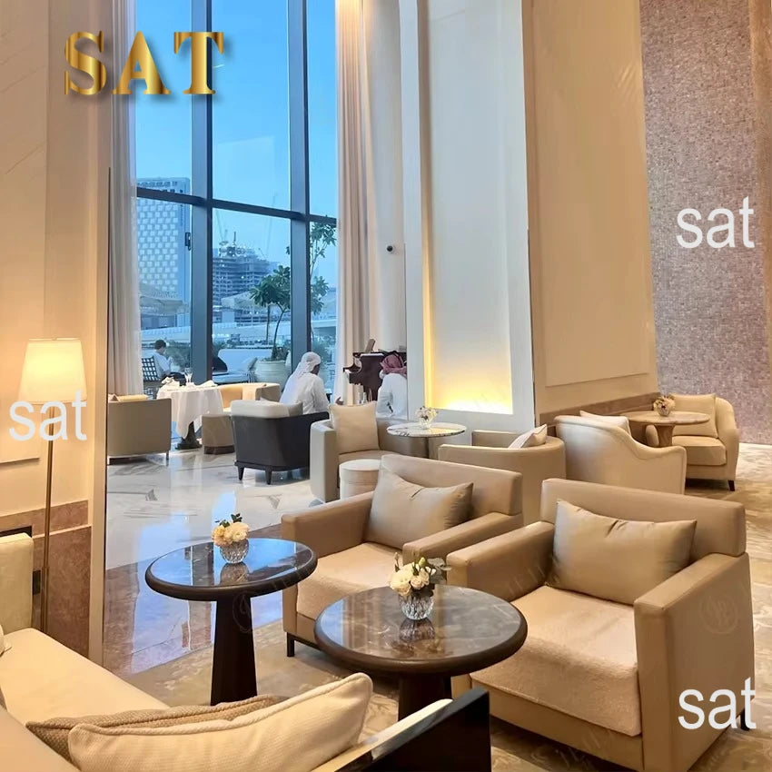 Hotel lobby furniture, modern common areas, synthetic leather upholstery, modular sofa set
