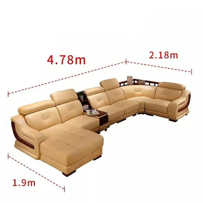 MANBAS Premium Italian Genuine Leather Sofa Sets Big Sectional Couch Living Room Sofas With Adjustable Headrests Home Furniture
