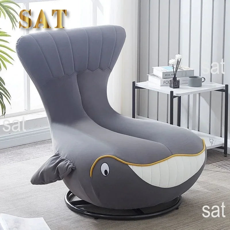 -Fabric Cartoon Seat Shark Transfer Chair Whale Sofa Recliner Single Lounge Children Kids Rocking Chair