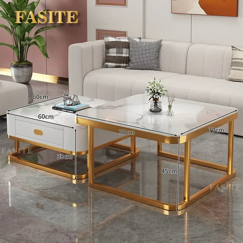 Glass Luxury Coffee Tables Bedside Centre Center Coffee Tables Gold Combination Nordic Basse De Salon Living Room Furniture