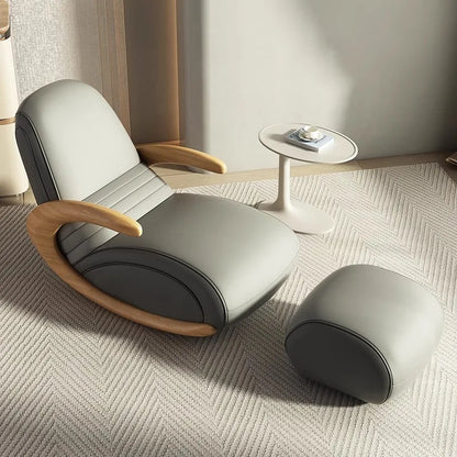 Accent Lazy Sofa Relax Armchairs Free-standing Home Lounge Balcony Furniture Modern Solid Wood Rocking Recliner Backrest Chair