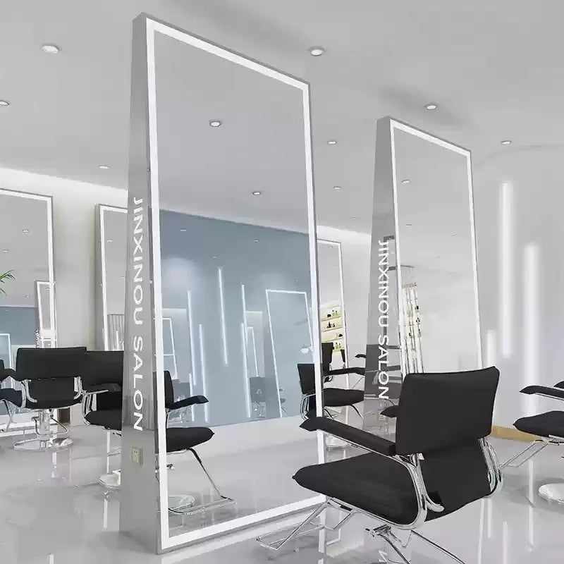HJ Barber Shop Mirror Quick Cut Special Mirror Hair Salon Internet celebrity hair salon Full Lamp Mirror