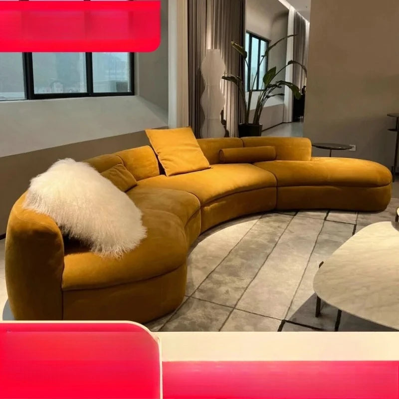 Curved sofa minimalist designer large corner fabric sofa combination