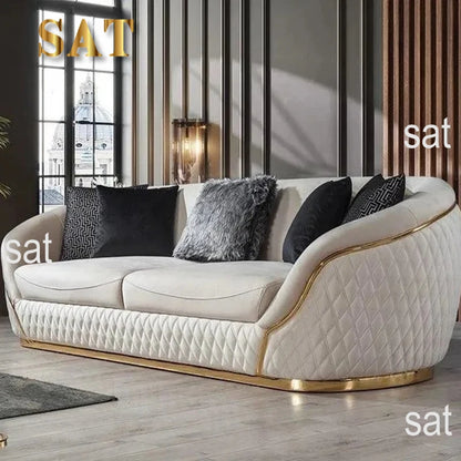 European velvet sofa modern simple size apartment living room Light luxury leather straight-row sofa combination