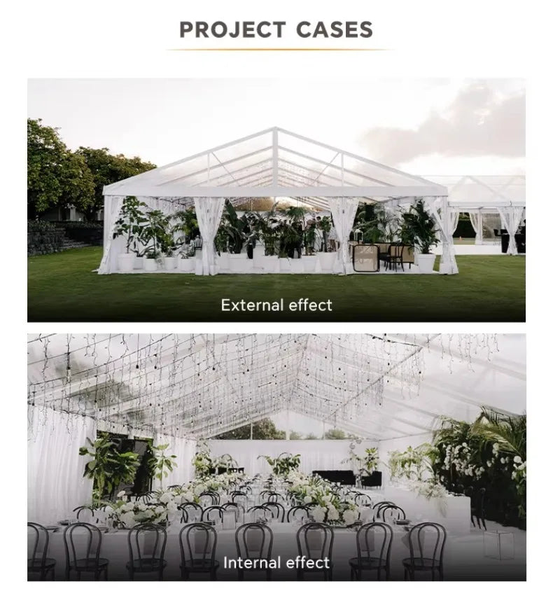 Aluminum White PVC Wedding Party Tent, Inner Ceiling Liner, Anniversary Outdoor Marquee for 500‑Person Banquet,Event Gathering