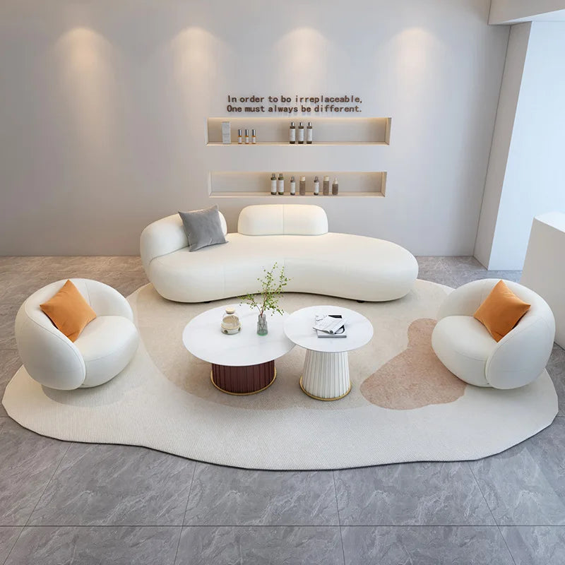 Customizable office small apartment technology fabric Nordic light luxury lounge area reception white sofa