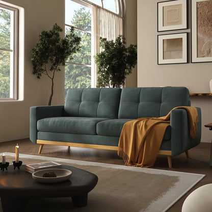 67.7-inch Mid-Century Modern Loveseat Sofa with Wooden Legs  for Living Room, Bedroom, or Office