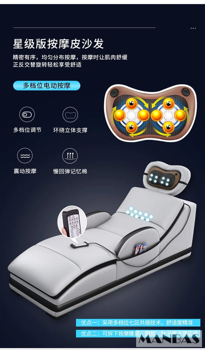 Linlamlim Luxury Genuine Leather Sectional Sofa with Adjustable Headrests, Projector, Speaker and Storage for Living Room Couch