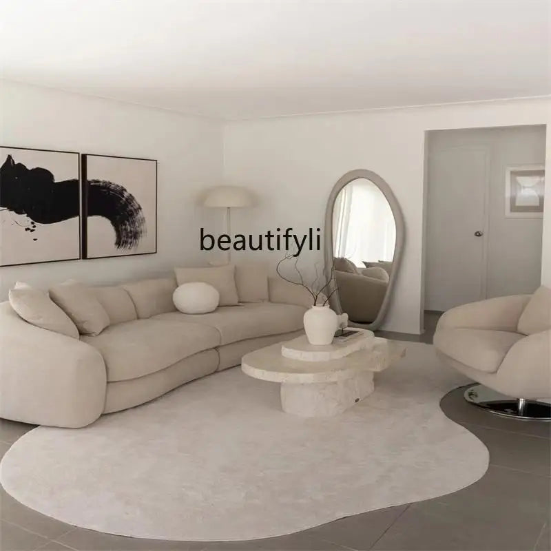 Italian minimalist curved fabric sofa designer living room latex combination sofa