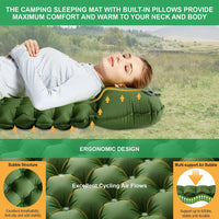 Outdoor 2 Persons Travel Bed Air Mat Double Sleeping Pad for Camping Self-Inflating Mat Sleeping Mattress with Pillow for Hiking