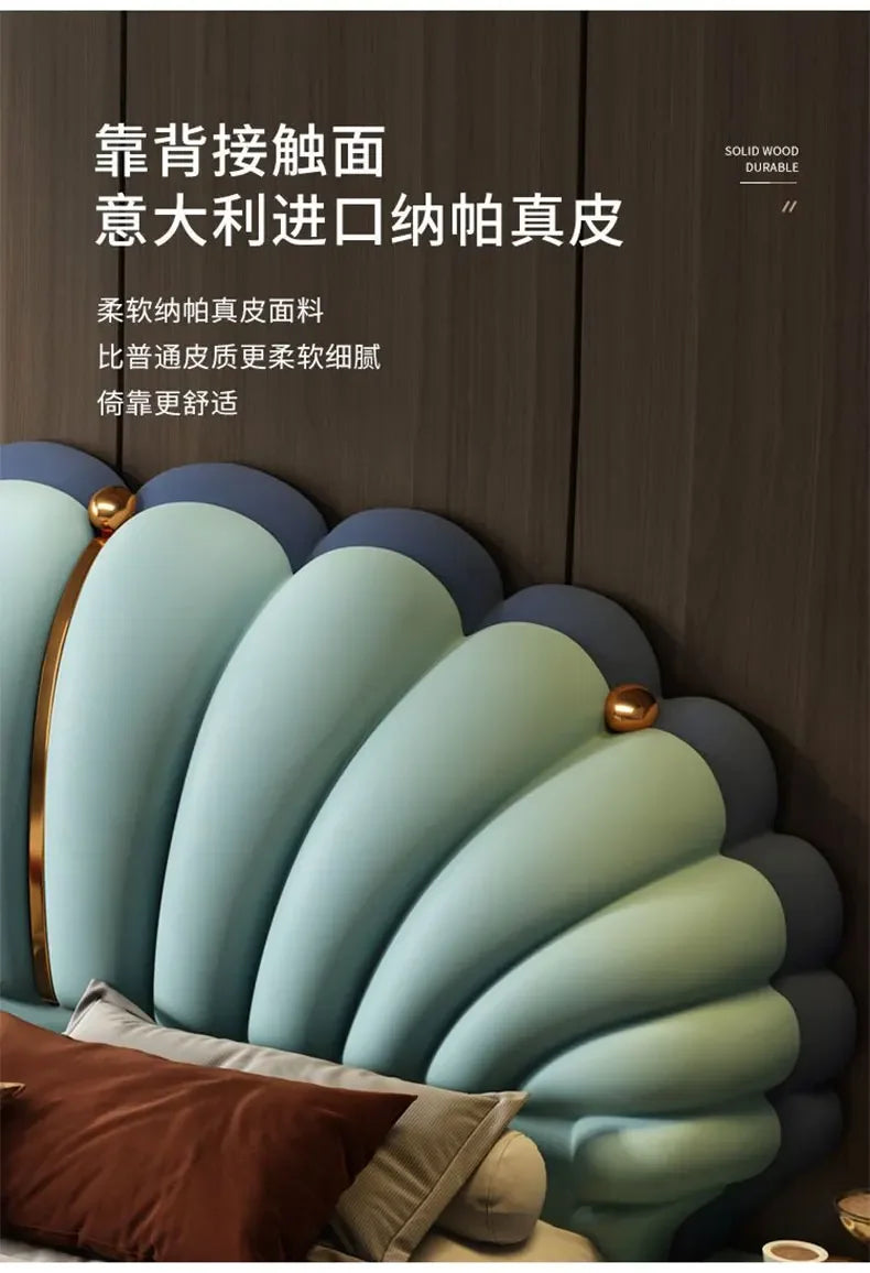 Luxury Beds 2 People Frame Floating Light Luxury Leather LED Lamp Double Bed Pink And Blue Queen Bed Frames Bedroom Furniture