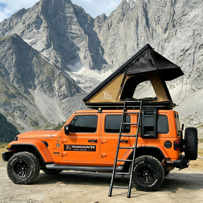 YOUNGHUNTER Aluminum Triangle SUV Pop-Up Roof Top Tent With Canvas Fabric Off-Roading Tent for SUVs