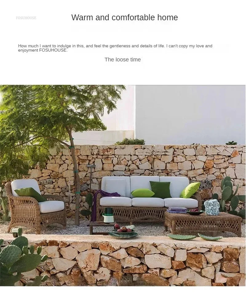 Outdoor PE Rattan Garden Chairs Balcony Courtyard Garden Waterproof Sofa Chair Outdoor Terrace Leisure Chair Outdoor Furniture T