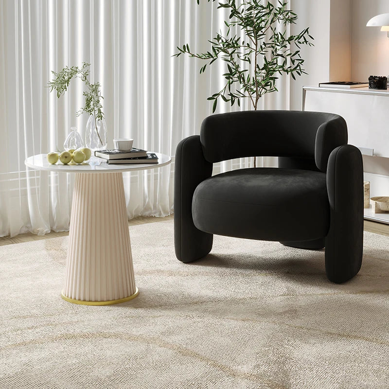 Cream Single Sofa Chair Balcony Light Luxury Chair Tea Table Combination Beauty Salon Rest Area Reception Negotiation Chair