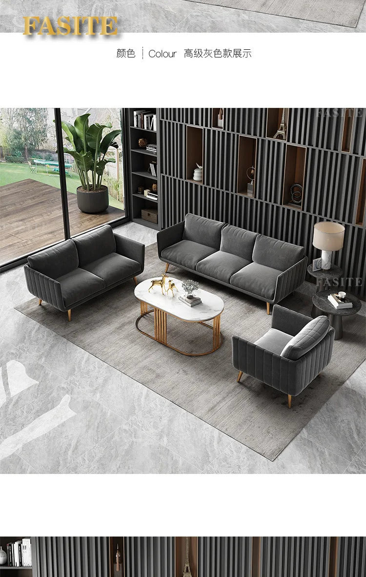 Office sofa Simple modern coffee table combination set Reception room Business meeting three-person sitting area sofa