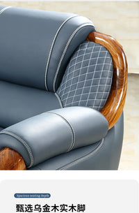 FY Ebony Wood Genuine Leather Sofa Solid Wood Sofa Living Room New Model
