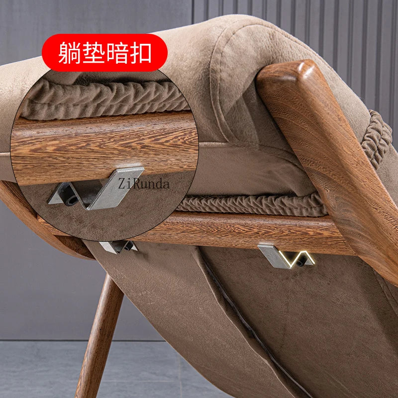 Redwood rocking chair, new Chinese style chicken wing wooden lounge chair, solid wood home balcony leisure chair