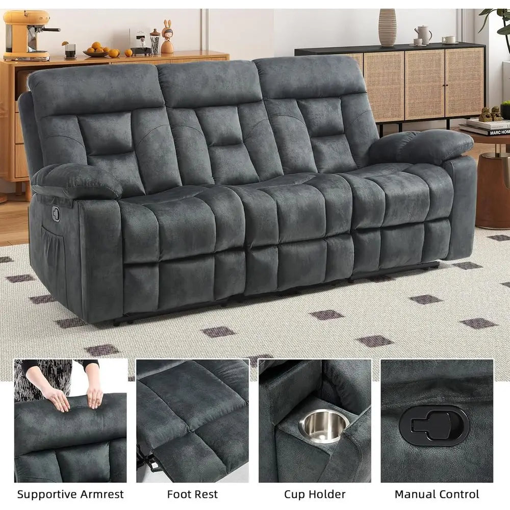 2 Piece Reclining Living Room Set, Sot abric Recliner Soa urniture Set, Included Power Lit Recliner Chair with Massage and Heat