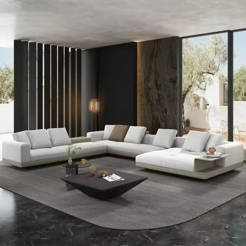 Italian Designer's Light Luxury and Minimalist Corner Living Room Fabric Sofa Combination Creative Furniture Hotel Coffee Shop