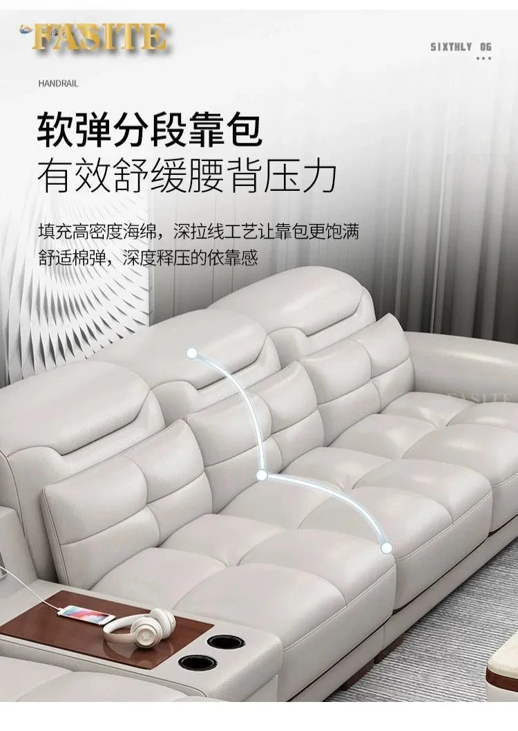 Italian leather sofa, modern single-layer leather sofa, living room small apartment, high-end light luxury leather sofa
