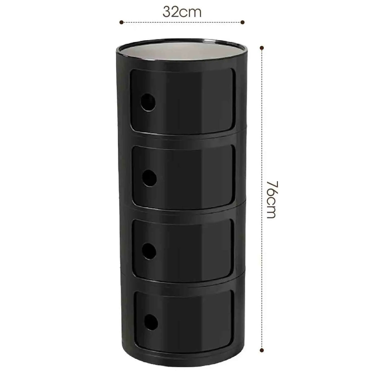 Plastic Round Nightstand Bedside Table Cabinet with Sliding Doors Round Storage Bedside Cabinet Nightstand  for Living Bedroom