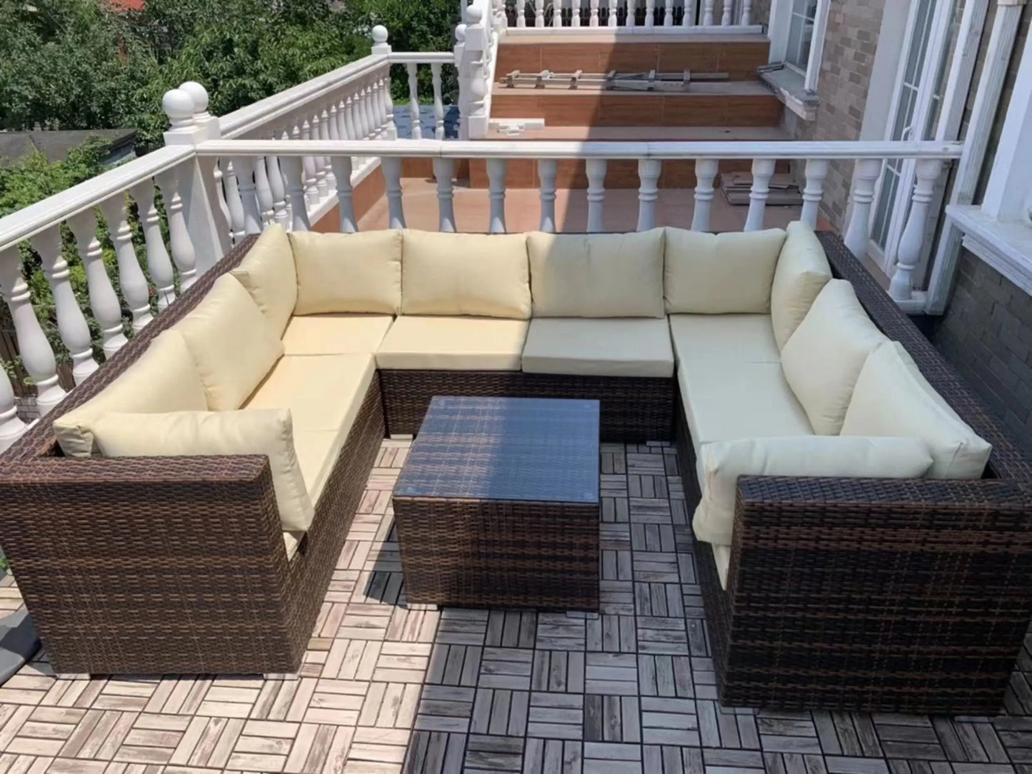 Outdoor Rattan Garden Furniture Sets Sofa Modern Luxury Metal Garden Furniture Sets Storage Table Conjunto Trendy Furniture