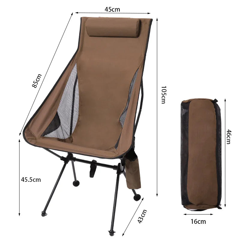DIVEDEER Portable Folding Camping Chair with Headrest Lightweight Tourist Chairs Aluminum Alloy Fishing Chair Outdoor Furniture
