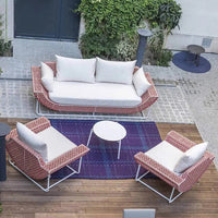 Outdoor Patio Rattan Sofa Hotel Homestay Open-Balcony Leisure Table and Chair Waterproof Sunproof Furniture Set