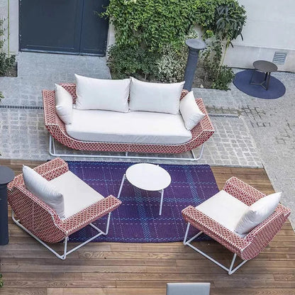 Outdoor Patio Rattan Sofa Hotel Homestay Open-Balcony Leisure Table and Chair Waterproof Sunproof Furniture Set