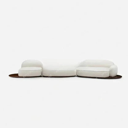 A  Italian minimalist island sofa modern cream style villa large flat black walnut, fabric sofa