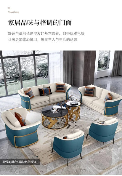 Italian Designer Leather Sofas Luxury 3 Pieces Set Minimalist Modern Sofa Loveseat Floor Divano Soggiorno Home Furniture