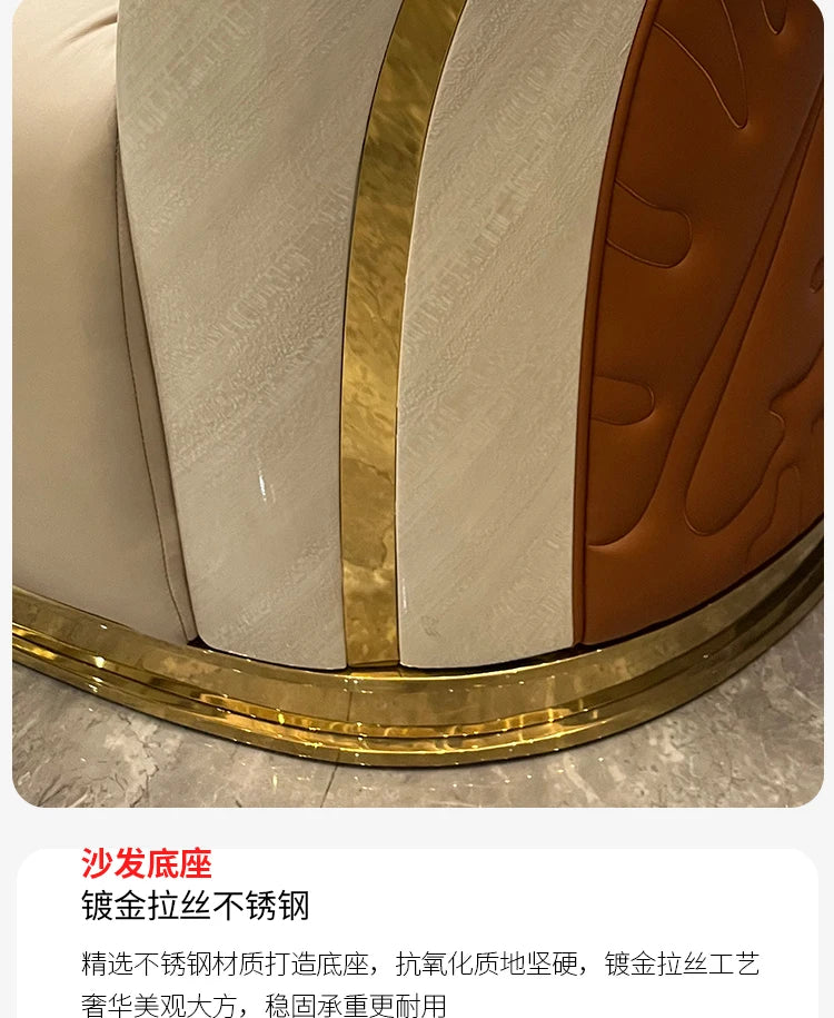 *Italian light luxury leather sofa post-modern model room large apartment high-end