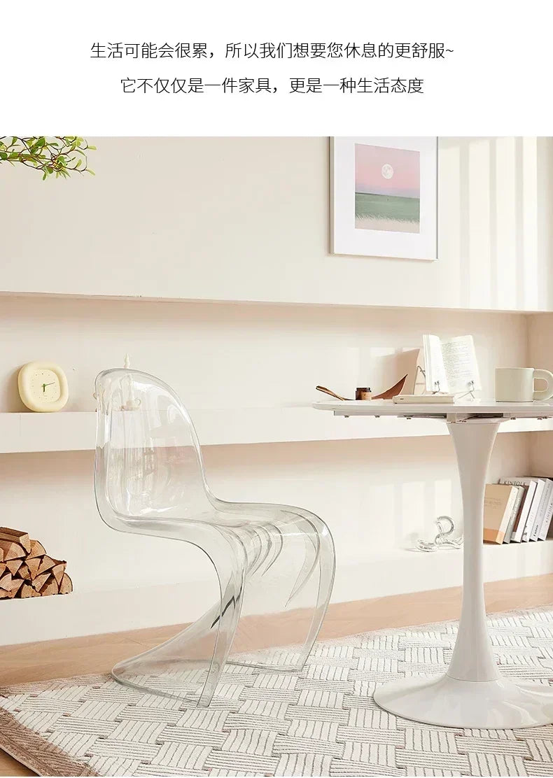 Design Minimalist Dining Chair Acrylic Kitchen Colorful Office Chair Modern Living Room Cadeira Kitchen Furniture  A1