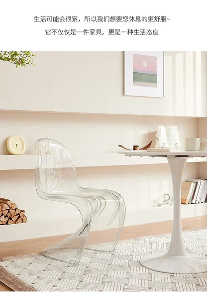 Design Minimalist Dining Chair Acrylic Kitchen Colorful Office Chair Modern Living Room Cadeira Kitchen Furniture  A1