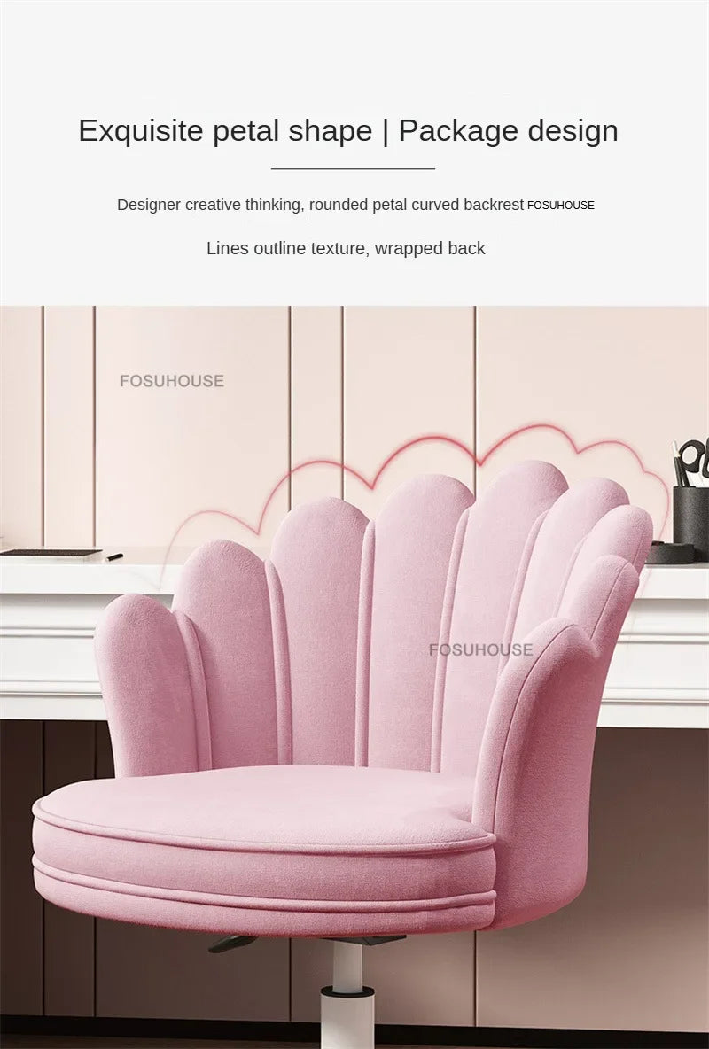 Creative Simple Fabric Petal Office Chairs Household Bedroom Gaming Chairs Lift Backrest Computer Chair for Study Desk Chair WW