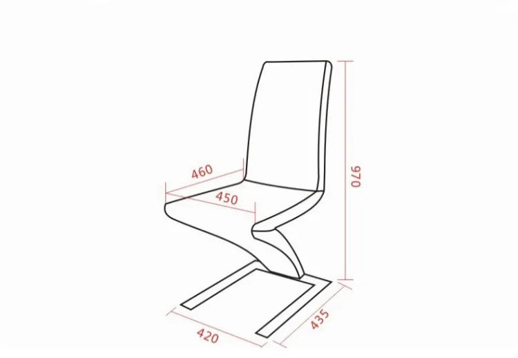 Modern minimalist Z-shaped PU leather metal dining chair, dining room chair