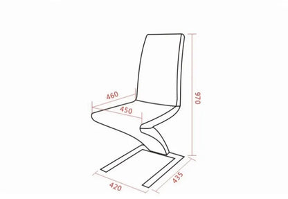 Modern minimalist Z-shaped PU leather metal dining chair, dining room chair