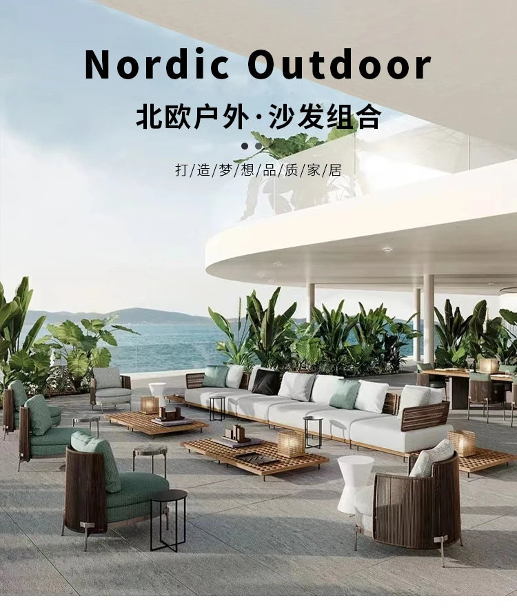 Italian Style Modern Garden Sofas Designer Simplicity Waterproof and Sunscreen Garden Sofas Luxury Outdoor Furniture Divano FYOS
