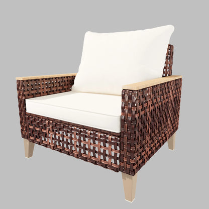5-Person Outdoor Rattan Furniture Patio Set with Side Table Sectional Seating Group with Cushions